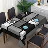 Elegant Black and White Grey Geometric Print Tablecloth - Rectangular Polyester Dining Table Cover for Festive Party Table Decor