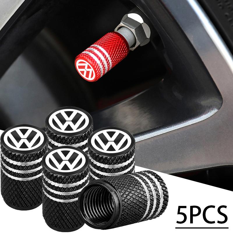 2026 Hot For Volkswagen 5Pcs Aluminum Car Wheel Valve Protection Cap Tyre Dust Cover VW Volkswagen Jetta Polo Touran Golf Passat ET1