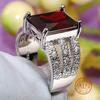 Red AAA Cubic Zircon Rings for Women Genuine  Stamp Silver Color Crystal Filled Bague Femme Luxury Hollow Out Ring