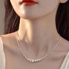 Silver Gradient Cat Eye Clavicle Necklace - Women's Light Luxury Fashion, Indifferent Style with High-End Appeal