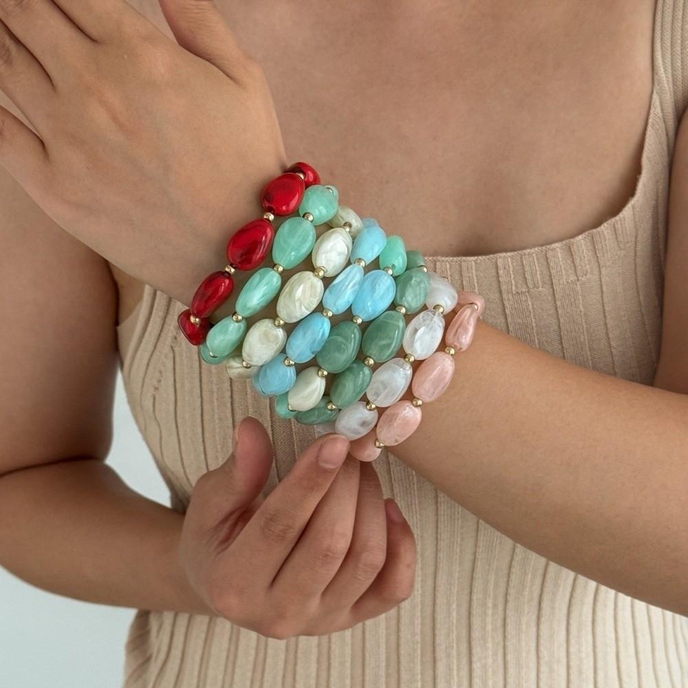 4Pcs Stackable Beads Bracelet Set Multicolor Cuff Bracelet Set New Round Bangles  Women