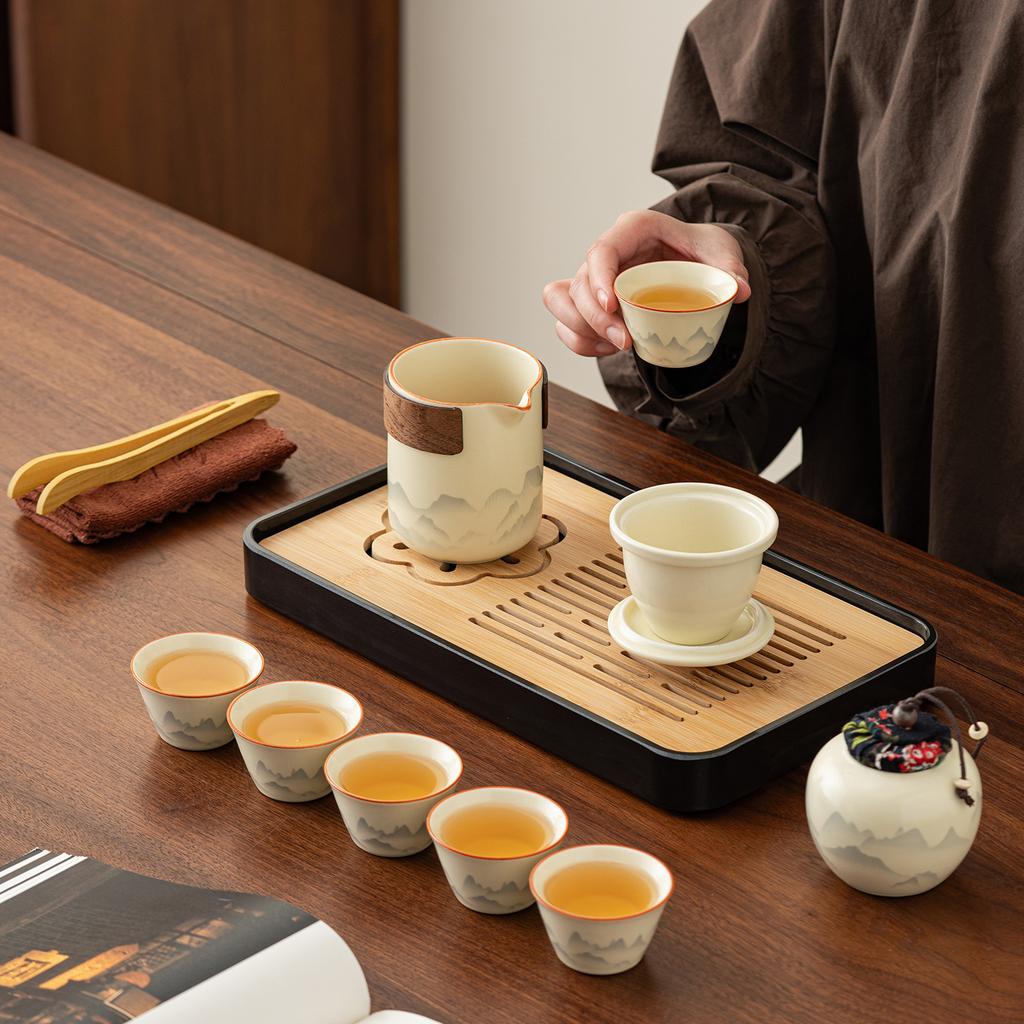 Travel Tea Set 1011 New Fast Portable Ceramic Kuaike Cup Outdoor Tea Pot Business Company Souvenir