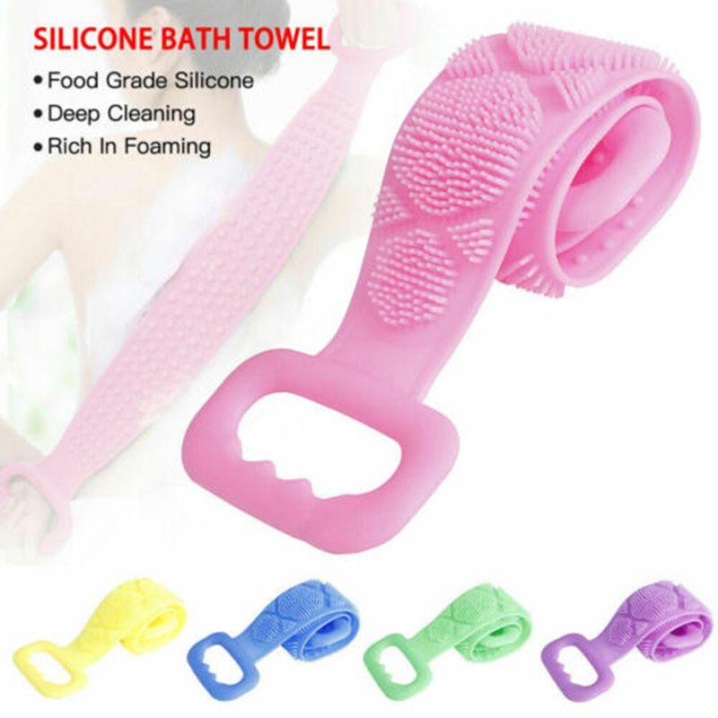 Luxurious Double Sided Back Scrubber Silicone Bath Shower Body Brush With Handle Strap