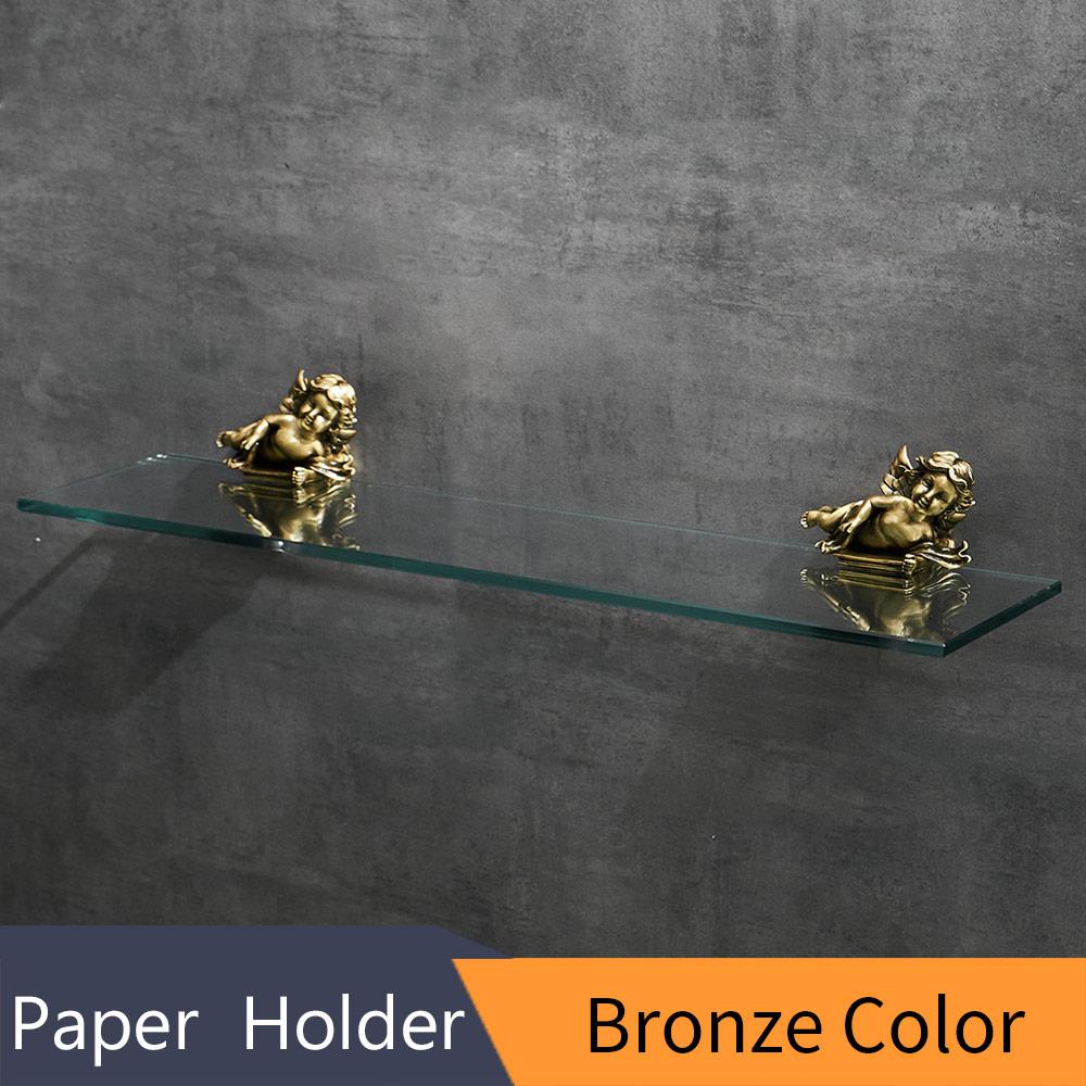 Aluminum Bathroom Glass Shelf Tempered Glass Rectangular 1 Tier Extra Thick Silver Wall Mounted MB-0783B