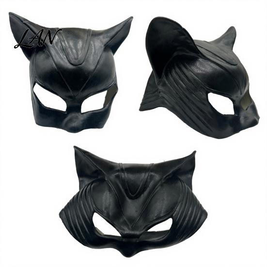 Soft Material Halloween Mask Catw Woman Mask, Black Cat Eye Costume Latex Full Face Leather Accessory for Masquerade Superhero Cosplay Party Glossy