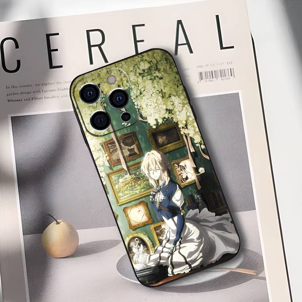 V-Violet Evergarden Novel Phone Case For IPhone 17,16,15,14,13,12,11,Plus,Pro,Max,Plus,XS,soft case Black silicone