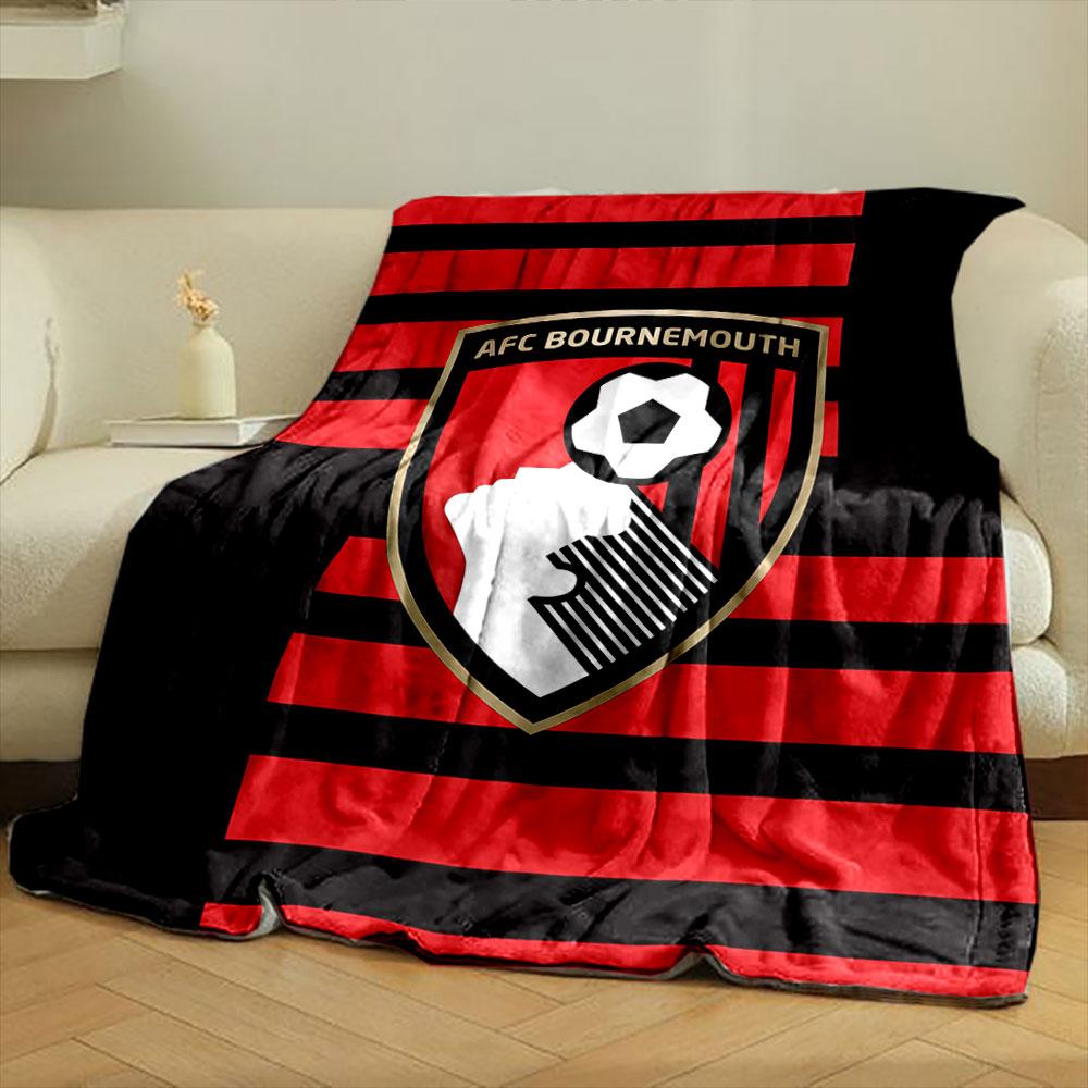 Red and Black Stripes Background with a Shield Featuring a Soccer Emblem. for All Seasons Blanket Lunch Break Throw Gift