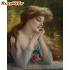 RUOPOTY Frameless Lady Picture Paint By Numbers Figure Painting By Numbers HandPainted Acrylic Paint ON Canvas Wall Art