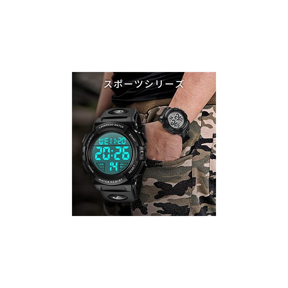 Senors Digital Sports Watch Men's 50m Waterproof Multi-Function LED Display Outdoor Watch Black
