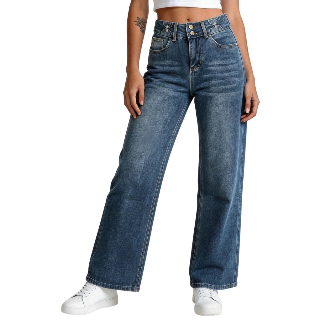 Women's Casual Straight Leg Jeans with Drape Fit for Everyday Wear