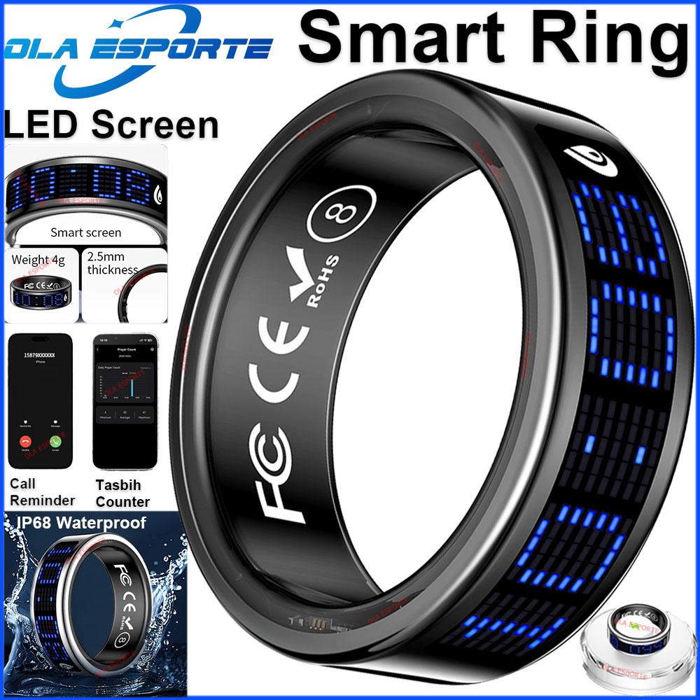 Smart Ring with Touch Display Screen, Wireless Charging, Health Manager, 5 ATM Waterproof For Men Women Smart Rings R12 R08