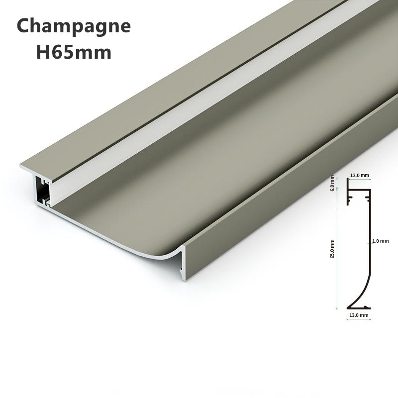 0.5m/1m H40/50/65mm LED Baseboard Bar Light Aluminium Profile Channel Metal Wall LED Skirting for Corridor Strip Linear Lamp