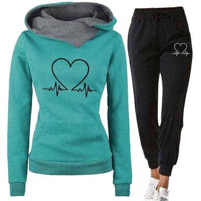 Chándal de mujer, conjunto de dos piezas, sudaderas con capucha cálidas de invierno y pantalones, jerséis, sudaderas, ropa para correr para mujer, trajes deportivos