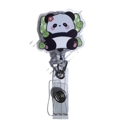 Cute Panda Cartoon Retractable Badge Holder for Nurse, Doctor, or Employee ID Cards