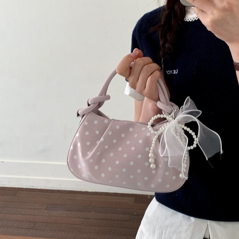 Fashion Wrinkled Cloud Bag Polka Dot PU Leather Crossbody Bag Stylish Small Shoulder Bag For Women Daily Use