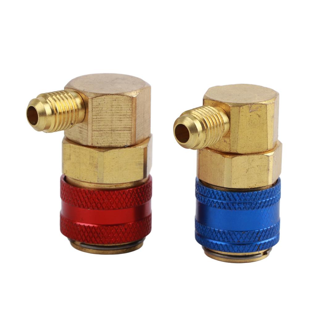2 Pcs AC Quick Coupler Connector Manifold Fluoride Converter Adapter for R134a System Car