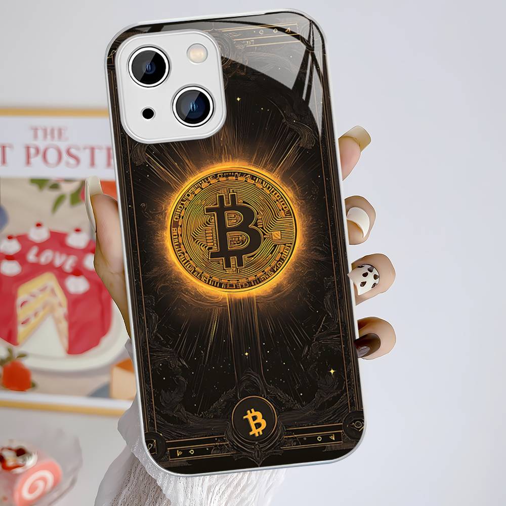 B-Bitcoin For IPhone 14 13 12 Mini 11 Pro XS Max X XR 14 Plus Tempered Glass Cover