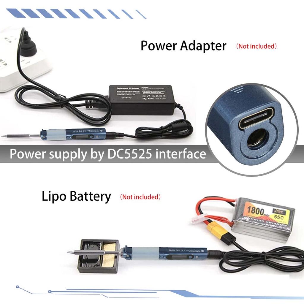 Mini Cordless Electric Soldering Iron Station Soldering Iron Adjustable Temperature Digital Display with Solder Tip 60W