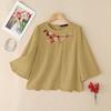 ZANZEA Women Casual Floral Embroidery Loose Summer 3/4 Sleeve Blouse