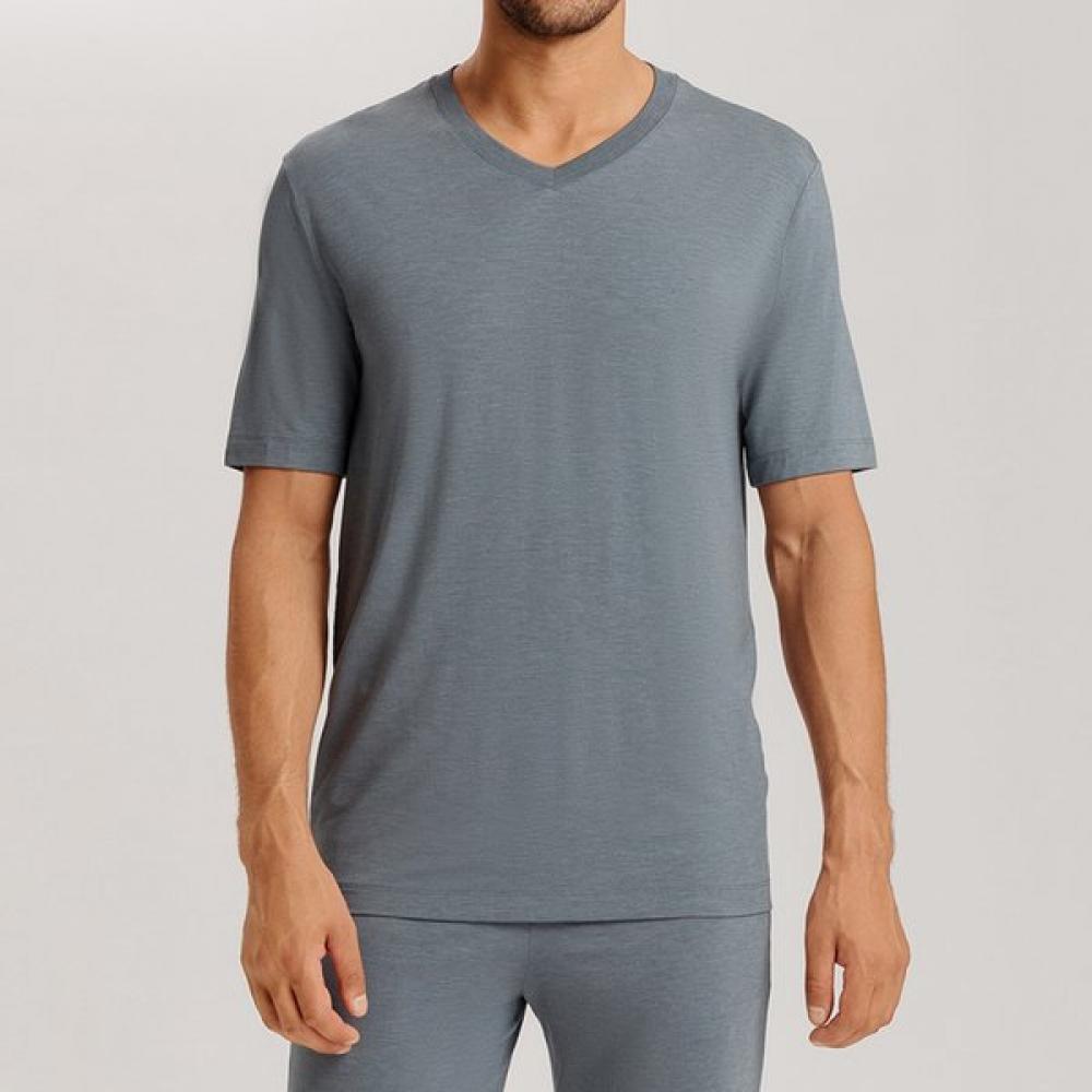 Hanro V Neck ShorT sleeVe T shirT 75035 Ocean Melange ocean melange/M