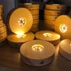 8cm Wooden LED Light with USB Plug In Display Base Round Wooden Stand Battery Powered 3D Resin Art Crystal Glass Holder