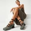 Mature Women Pumps Square Toe High Block Heel Lady Daily Shoes Big Plus Size 48 52