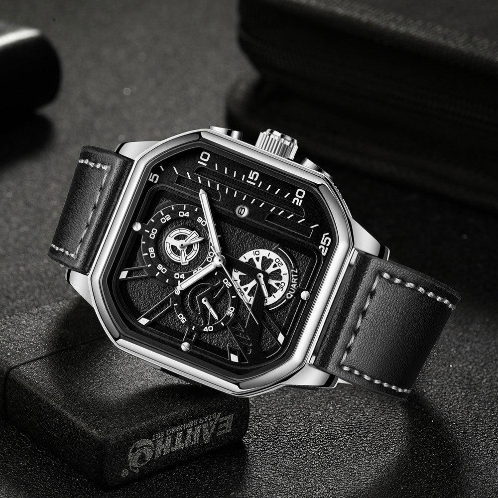 Square Men'S Watch Fashion Watch Double Dial Temperament Student Watch