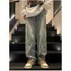 Pantaloni Denim Casual Trendy a Gamba Dritta Autunno e Inverno Larghi Hip-hop Giovani Street Jeans Pantaloni a Gamba Larga Pantaloni Y2k da Uomo