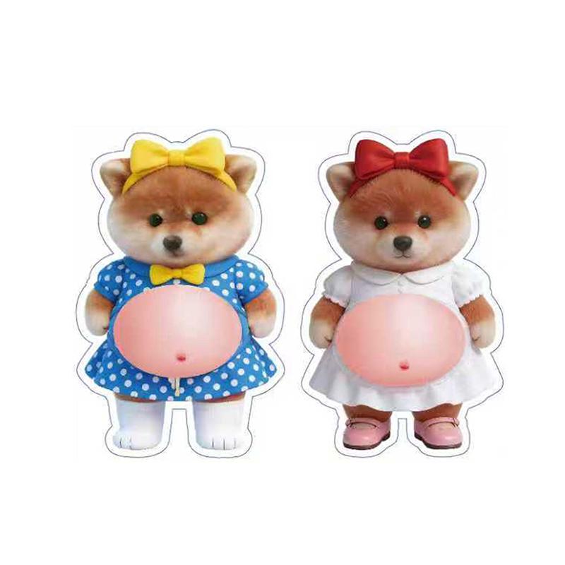2 ks 3D nálepky na štípání břicha Kreativní kreslené nálepky na auto proti kolizi PP nálepka na zadek Dekorace psa Shiba Inu