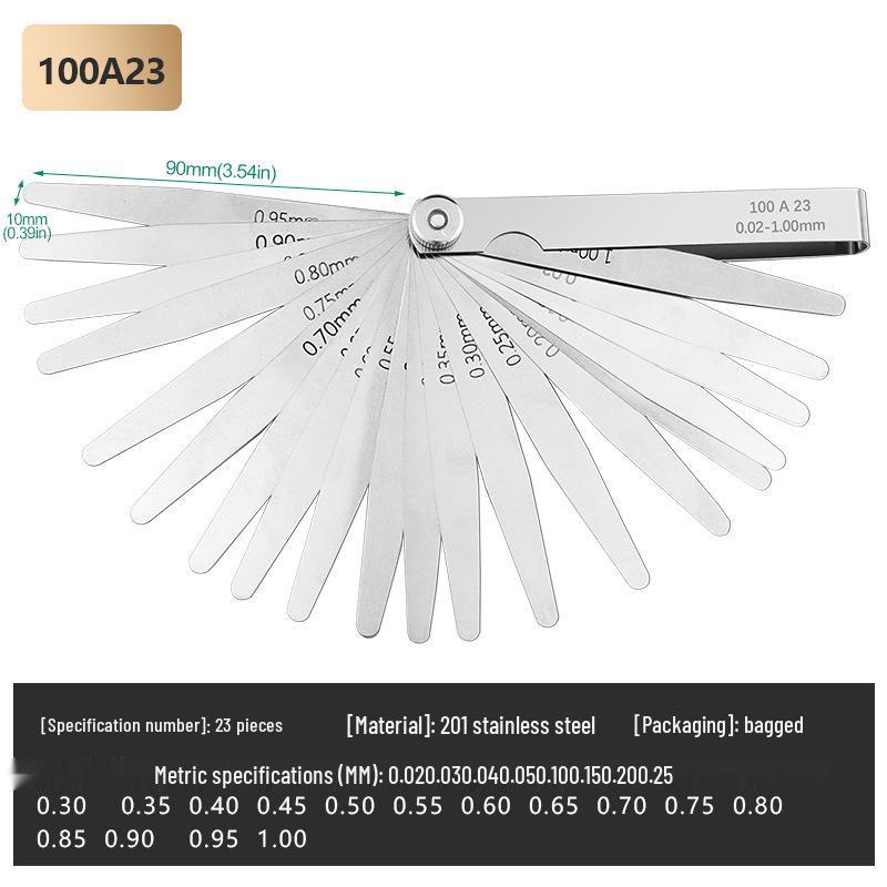 32-teiliges Fühlerlehren-Set: Ventilmesswerkzeug mit 0,04-0,88 mm Spaltgröße und 0,25 mm Kupferblech