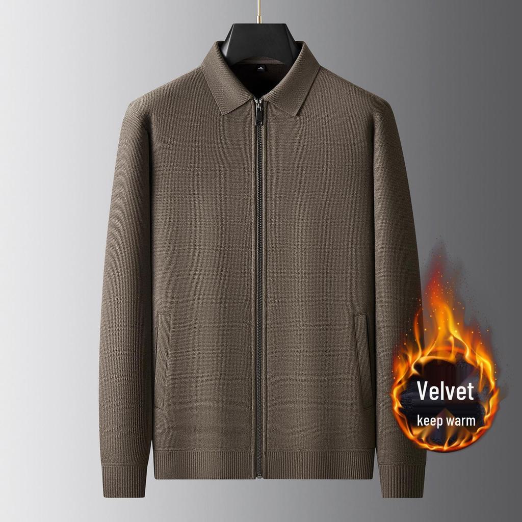 2025 Men's Plus Size Velvet Knit Cardigan, Autumn/Winter New Arrival