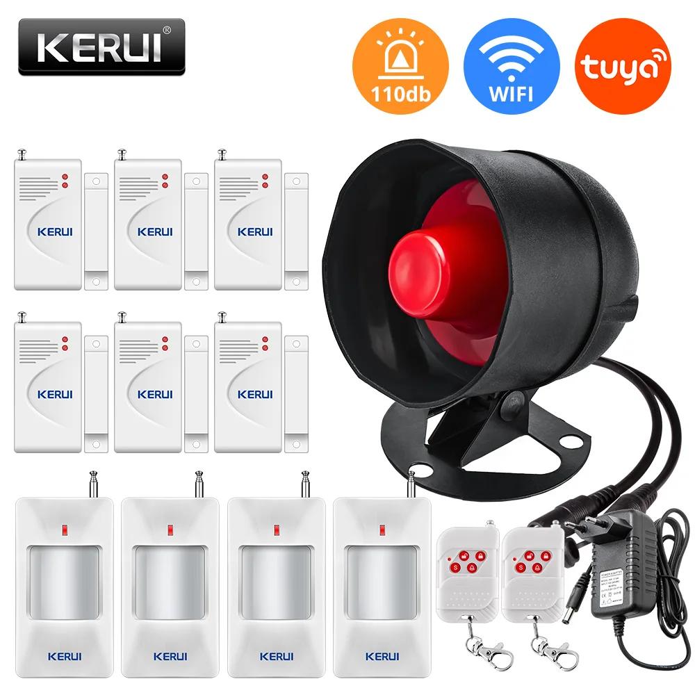 KERUI Tuya WIFI Loudly Speaker High Decibel Burglar Siren Home Security Alarm System With Door Windows Sensor Motion For House
