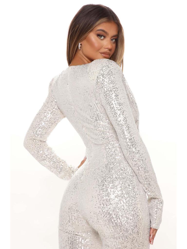 Jesień 1153: Europejski & Amerykański Kombinezon z cekinami i głębokim dekoltem V dla Kobiet