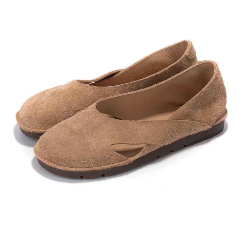 Handmade Leather Sandals Women's Summer New First-layer Cowhide One-pedal Retro Soft Leather Soft Sole Comfortable Women's Shoes