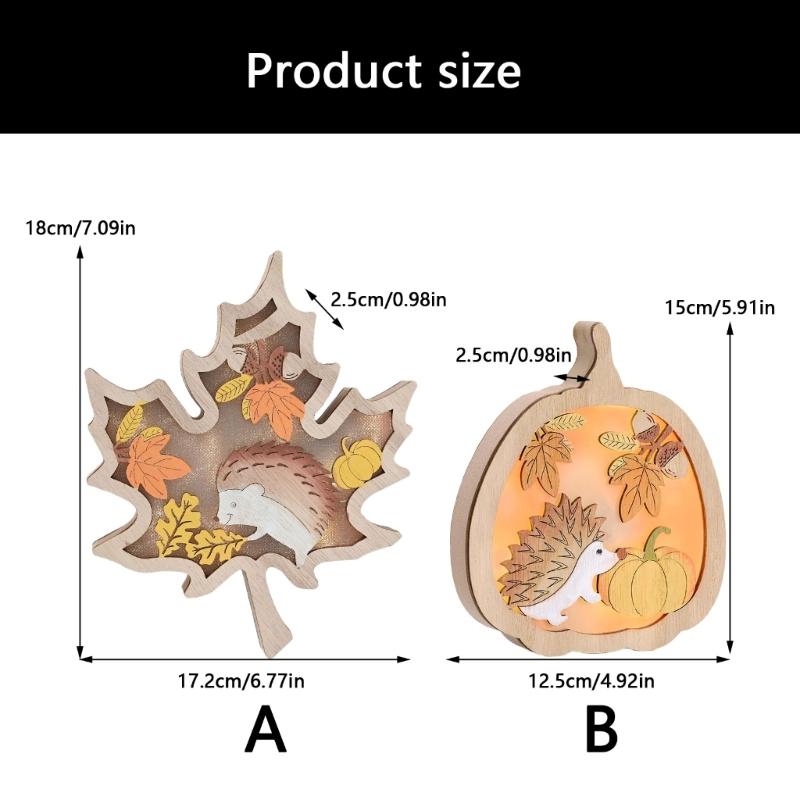Thanksgiving Wooden Carving Leaf Pumpkin Table Sign Decors Autumn Themed Ornament Safety for Kids and Pet