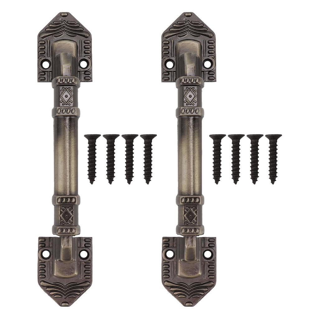2Pcs Antique Barn Door Handles Bronze Color Easy Mounting Vintage Drawer Handle with Screws for