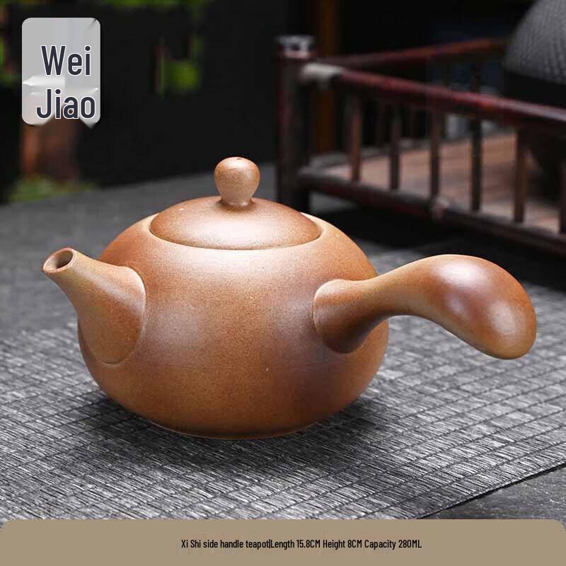 Coarse Ceramic Open-Flame Tea Kettle & Warmer Set