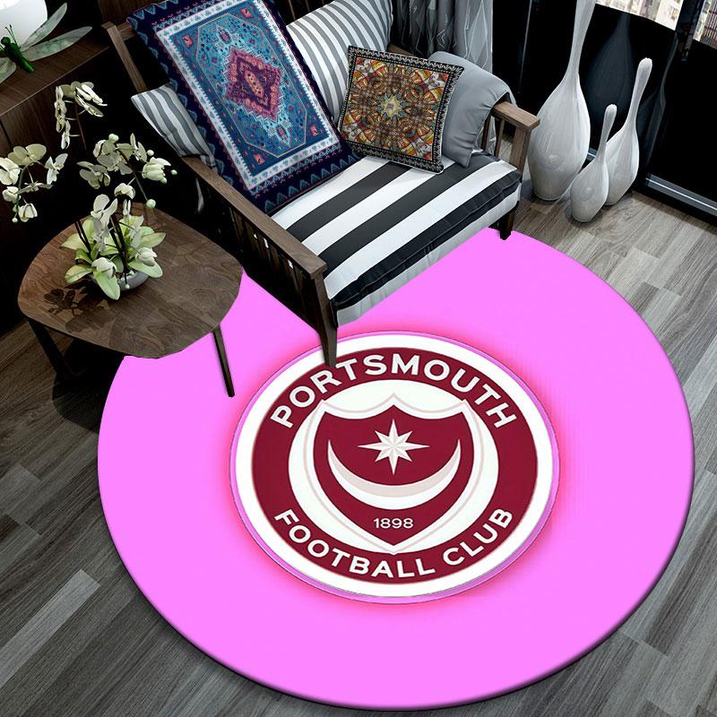 Portsmouth F.C,Round Area Rug,Carpet Rug for Living Room Bedroom Sofa Playroom Decor,Non-slip Floor Mat