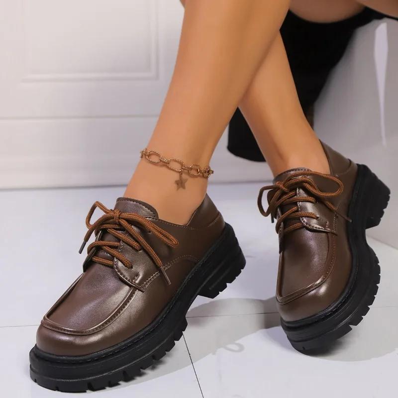 Fashion Women's Thick Heel Shoes Spring New Round Head Deep Mouth Front Strap Thick Sole Anti-slip Wear-resistant Low-top Shoes