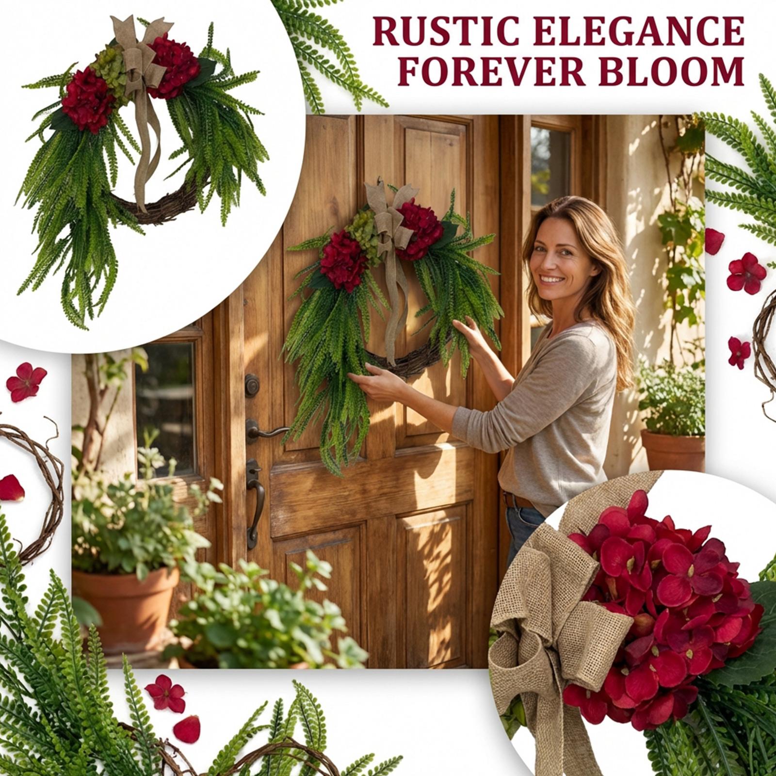 

Hydrangea Wreath Ornament Decoration Home Bow Wall Hanging Simulated Wreath Door Hanging One Size