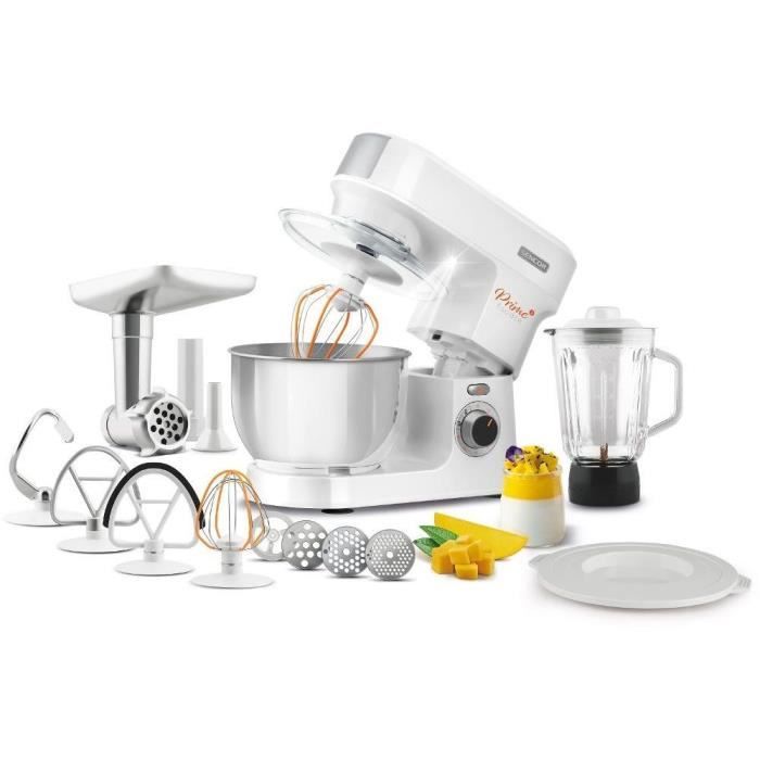 Multifunctionele Robot Pâtissier Sencor STM3760WH - 1000W met Blender en Gehaktmolen, RVS Kom 4,5L, 6 Snelheden+Pulse, Wit