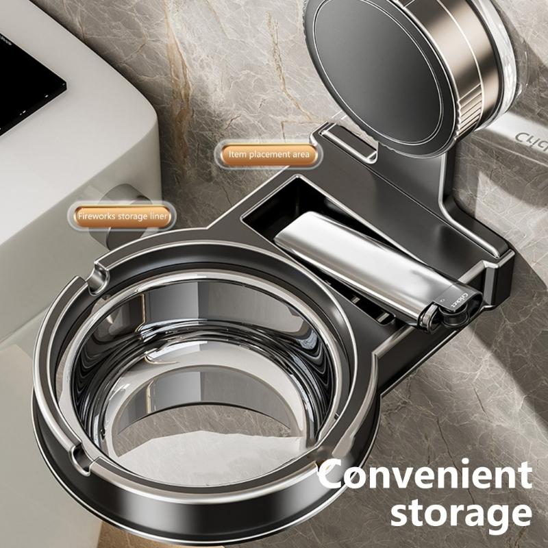 Portable Wall Mount Bathroom Ashtrays Sturdy Carbon Steel Toilet Smoker Accessories for Hotel Home Easily Installion