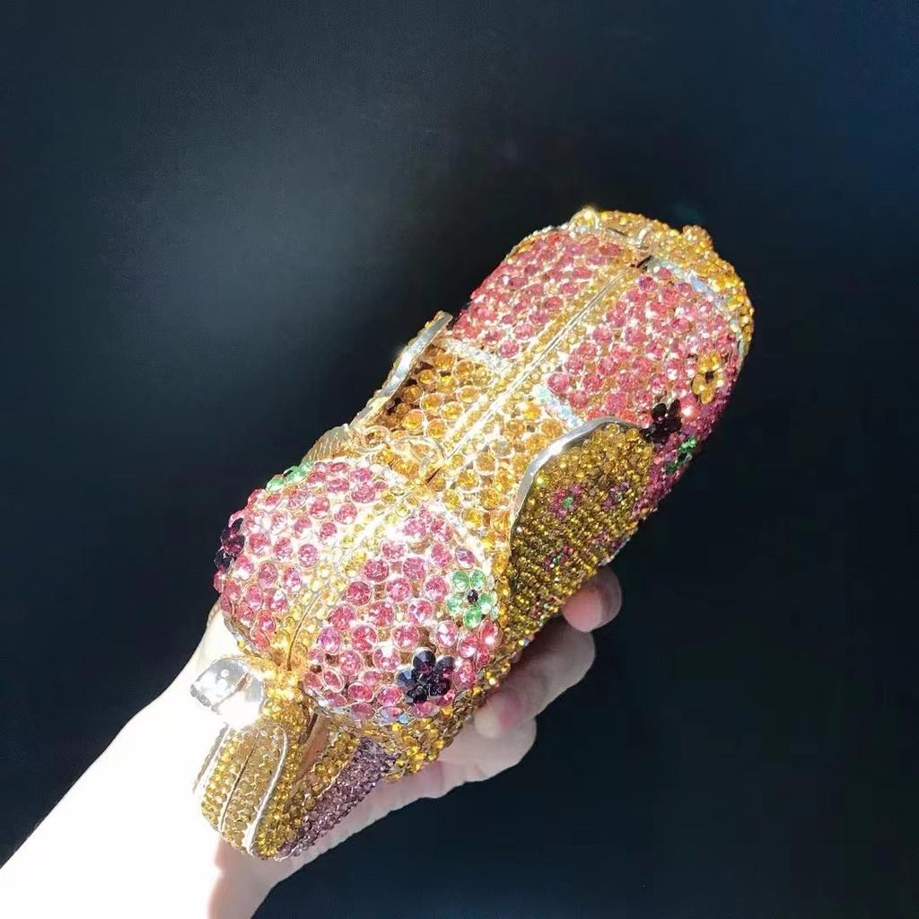 Elephant Style Evening Purse Clutches Pink/Yellow Rhinestone Crystal Women Wedding Bridal Handbags Girls Rhinestone Purses