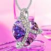 Bright Luster O-Chain Adjustable Women Necklace Geometry Heart Shape Shining Rhinestone Pendant