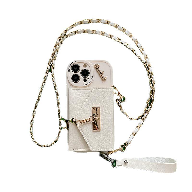 Elk Metal Card Holder for Apple 14 Pro Max, 13, 12 - Anti-fall, Chic Chain XS Fashion Case