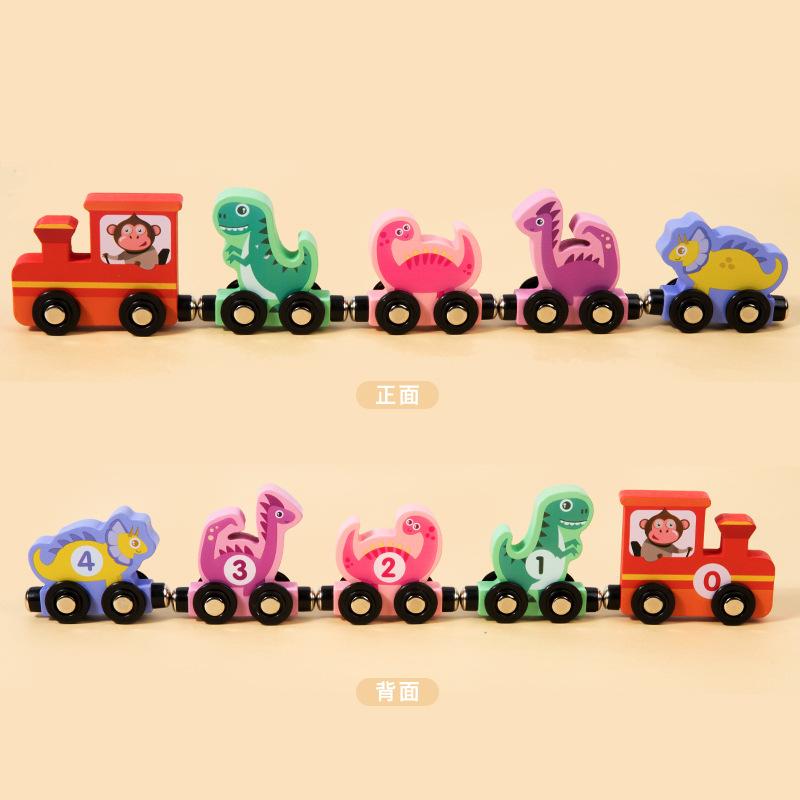 Dinosaur magnetic digital train toy kids educational early education baby infant magnetic building block assembly