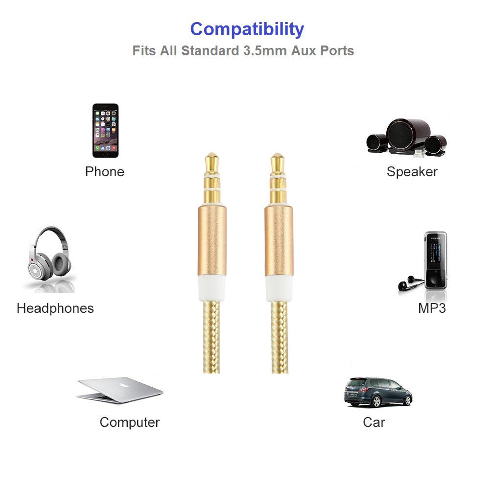 Cabo auxiliar de áudio estéreo de 3,5 mm, conector macho para macho de 3,5 mm para carro, computador, smartphone, fone de ouvido, alto-falante, tocador de MP3, 0,5 m, 1 m, 1,5 m, 2 m, 3 m