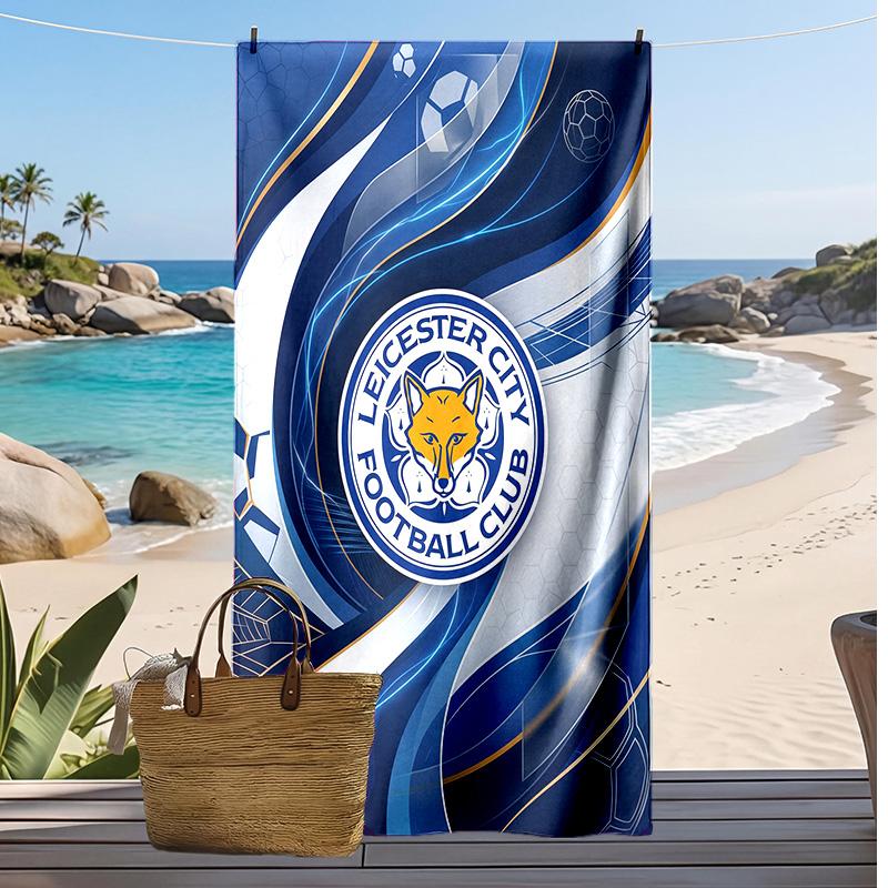 Asciugamano da Spiaggia con Stampa del Leicester City Football, Asciugamano Grande Morbido ad Asciugatura Rapida per Spiaggia Campeggio Nuoto