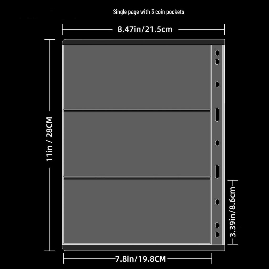 Large Capacity Coin Collection Album: Ancient and Commemorative Coins Loose-Leaf Collector Folder with Transparent Pages for Banknotes.