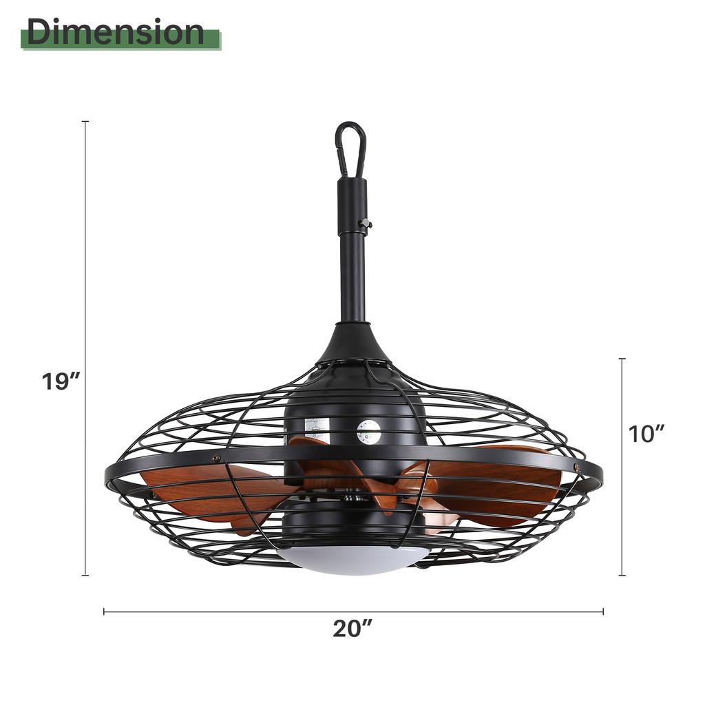 USA In Stock 20 Inch 5 Blade Ceiling Fan for Garden Decorative Indoor Outside Ceiling Fan Light With Remote Control